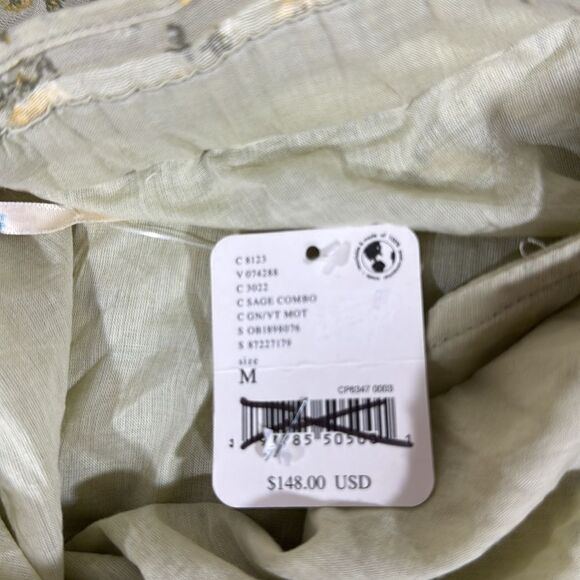 FREE PEOPLE EMMALINE TIERED PULLON FLARED PANTS IN SAGE COMBO NWT - Picture 9 of 9